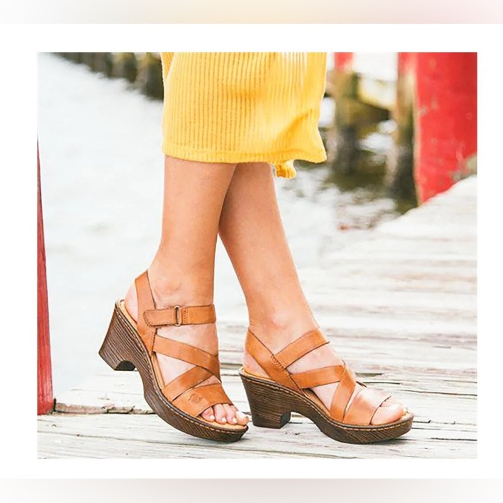 Born Women's Cubera Cognac Brown Distressed Strappy Sandals